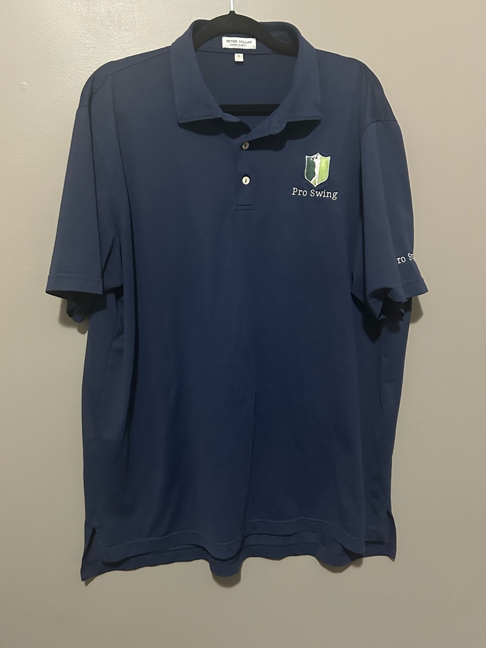Peter Millar Summer Comfort Navy Polo with Green Shield Pro Swing Logo